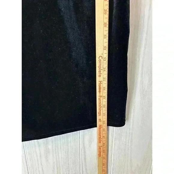 Vintage Velvet Dress Sz Large Black Mock Neck Short Sleeve Maxi Whimsigoth USA - Picture 6 of 8